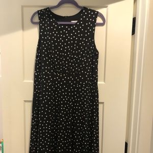 NWT - Midi length black and white polka dot dress